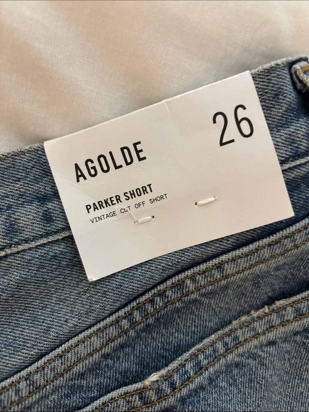 Agolde Distressed Dark Blue High-Rise Denim Shorts